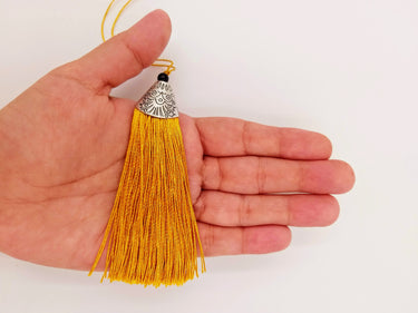 Gold Yellow Tassels Artificial Silk Tassel with Cone Cap, Earring Tassel, Bridal Tassels